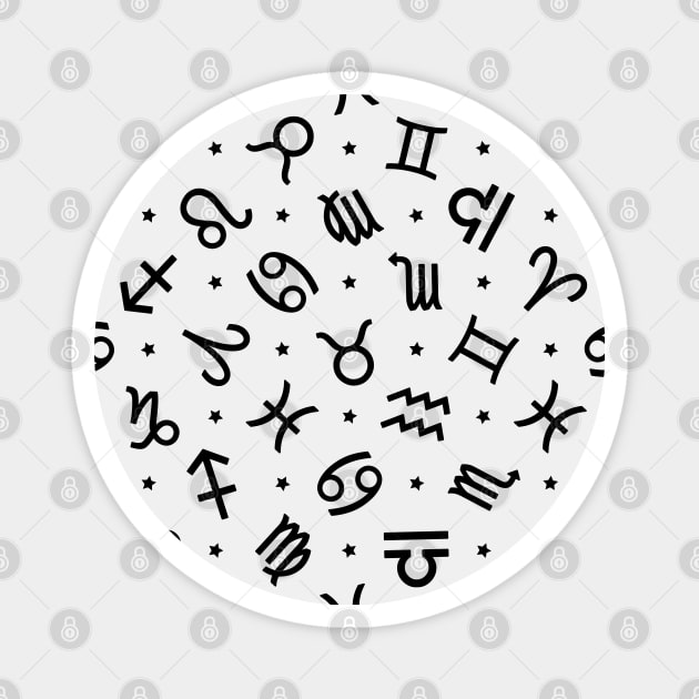 Pattern Set Zodiac Sign Horoscope Astrology Symbol Black and White Magnet by DragonXX